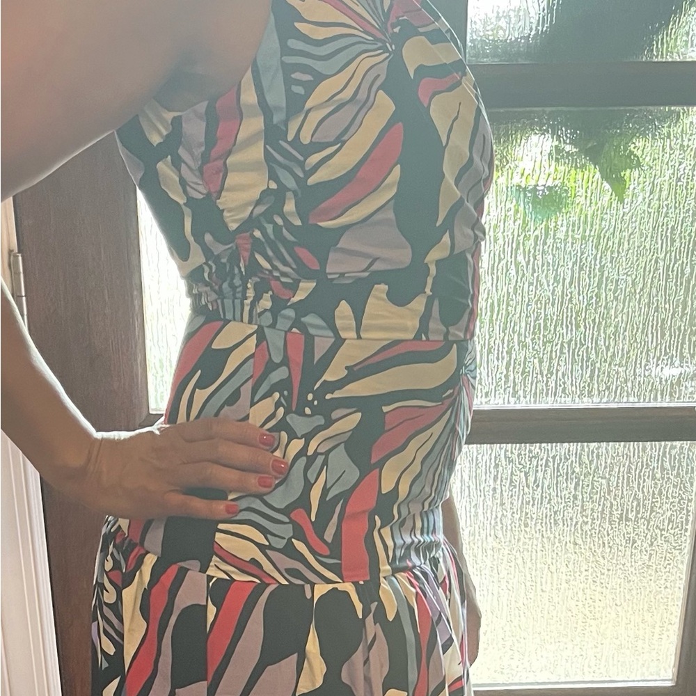 Anthropologie one shoulder, fitted midriff midi dress
